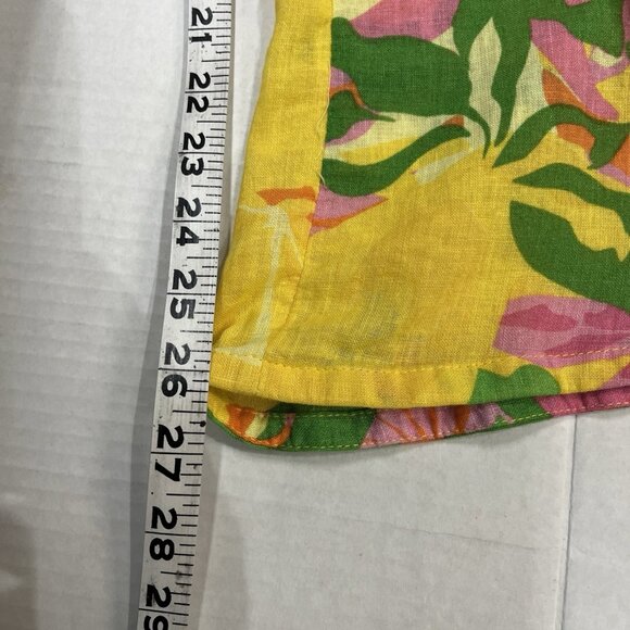 C & C California Pants S Linen Blend Wide Leg Cropped Split Leg‎ Colorful Beachy - Picture 5 of 10